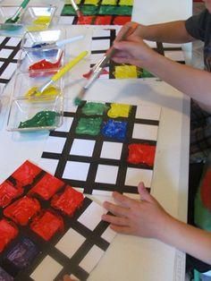 
                    
                        Painting perfect squares by Teach Preschool  I think if we used paper tape for this, it&#39;d be easy to peel up without tearing. This also might be a great use for our giant stack of craft cardboard circles...
                    
                