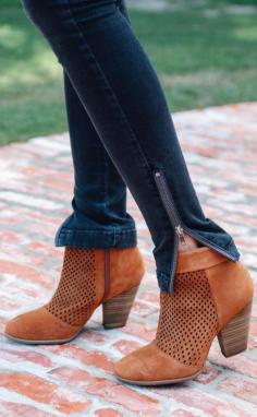 
                    
                        Cognac Perforated Booties. Fall shoes trends 2015.:
                    
                