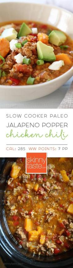 
                    
                        Slow Cooker Paleo Jalapeno Popper Chicken Chili – EASY PREP!
                    
                