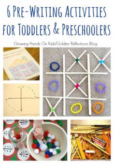 6 easy pre-writing activities for toddlers and preschoolers ages 2-5.