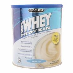 Country Life - Biochem 100% Whey Protein Powder Vanilla - 29.9 oz. (848 g) Biochem's 100% Whey Protein contains 100% pure Ultra-Filtered/Micro-Filtered (UF/MF) Whey Protein Isolate, the finest quality and most easily assimilated whey protein isolate on the market. The Micro-Filtration method isolates the natural whey proteins in a highly concentrated form without fat. This process leaves 99% of the peptides undamaged and undenatured. Biochem's 100% Whey Protein is free of artificial hormones including rBST and rBGH. 100% Whey Protein is rich in the highly bioactive fractions glycomacropeptide and beta-lactoglobulin, immunoglobulin, glycopeptides and lactoferrin, plus amino acids that support muscle tissue. Sweetened with organic evaporated cane juice syrup. Provides high levels of branched-chain amino and glutamic acids, plus a perfect ratio of other amino acids. Typical Amino Acid Profile Amino Acid g/serving Amino Acid g/serving Amino Acid g/serving Aspartic Acid 2.22 Valine 1.18 Lysine 1.71 Threonine 1.49 Isoleucine 1.32 Arginine 0.39 Serine 0.92 Leucine 1.98 Proline 1.23 Glutamic Acid 3.03 Tyrosine 0.48 Cystine 0.46 Glycine 0.37 Phenylalanine* 0.57 Methionine 0.39 Alanine 1.14 Histidine 0.24 Trytophan* 0.17 * Phenylalanine and Tryptophan are not added to this product; thay are naturally occurring in the whey. Wheat & Gluten Free 20 g Protein per serving Free of artificial hormones Fat Free & 99% Lactose Free Mixes Easily Biochem Sport & FitnessSports and fitness have become an American way of life. From the serious bodybuilder to the weekend warrior, Americans have turned their energy toward individual peak performance. Each product within the BIOCHEM Sports and Fitness System is unique, nutritionally balanced, and has been carefully formulated to target the right enzymatic systems within the body so that each individual can achieve maximum performance.