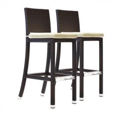 Ideal for indoor or outdoor patios, restaurants, cafes, weddings or for any gathering. Designed to commercial specifications for resorts, hotels and the discerning homeowners. Weather-resistant UV protection Set includes: Two (2) stools Color: Espresso, black Materials: Extra thick 1.5mm rustproof powder coated aluminum frame Finish: Product Cover Solana Synthetic Weave Weight capacity: 250 pounds Seat dimensions: 30.5 inches high x 16