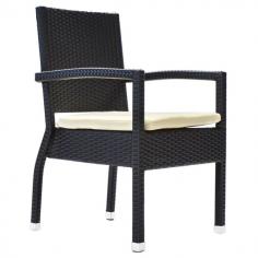 LMNB1020: Features: -Bridge Arm Chair. -Ships with 3cm cushion. -Product Cover: Solana Synthetic Weave UV, moisture and weather resistant. -Product Material: Extra thick 1.5mm rustproof powder coated aluminum frame. -Designed to commercial specifications for resorts, hotels and the discerning homeowners. -Ideal for indoor or outdoor patios, restaurants, cafes, weddings or for any gathering. Style: -Modern. Frame Material: -Aluminum/Wicker/Rattan. Dimensions: Overall Height - Top to Bottom: -34.5. Overall Width - Side to Side: -22.5. Overall Depth - Front to Back: -22.