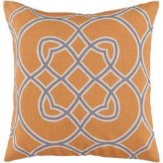 Rest in relaxed refinement as this pillow accommodates all your needs. Intersecting, looped geometric patterns create organic shapes that exude a modern feel. The pillow features mustard and gray coloring which keeps the room feeling comfortable and fresh. This pillow contains a zipper closure and provides a reliable and affordable solution to updating your home's decor. Genuinely faultless in aspects of construction and style, this piece embodies impeccable artistry while maintaining principles of affordability and durable design, making it the ideal accent for your decor. Features: Pillow is available in different sizes: 18" x 18"- 22" x 22" Pillow cover is made from 100% Polyesterester Each Surya pillow comes in 2 filler options: Down filling: The highest quality filler, known for an unparalleled softness that conforms to your head and neck. Polyester filling: A hypoallergenic, machine-made filler with a shorter life span than down, but great for decoration.