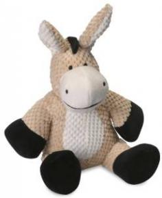 goDog Checkers Donkey with Chew Guard Technology Tough Plush Toy Beige Large