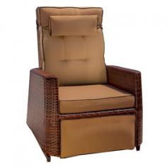 Made of PE wicker, weather-resistant foam and fabric. Neutral brown colors will not distract. Adjustable legs and back for comfort. Heavy-duty outdoor recliner with UV protection. Dimensions: 35.5W x 32.87D x 43.25H in. Place this recliner on your patio or in your garden and enjoy hours of relaxation. The Best Selling Home Decor PE Wicker Outdoor Recliner allows you to experience adjustable comfort at your fingertips. Intelligently-designed, this recliner features a unique mechanism that enables it to rock in an upright or reclined state. It is built for the outdoors and is made of high-quality PE wicker, which is durable and low-maintenance. Additionally, its weather-resistant cushions ensure the recliner remains safe come rain or snow.