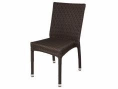 Features These Extra thick 2mm. Rustproof Powder Coated Aluminum chairs are very durable and stackable. Designed to commercial specifications for resorts hotels and the discerning homeowner. Ideal for indoor or outdoor patios restaurants cafes weddings or for any gathering. Used at restaurants resorts hotels weddings. Sierra Side Chair Frame - Powder Coated Aluminum Seat & Back - Resin Wicker (HDPE) Weave Color - Espresso Dimensions - 18 in. x 22 in. x 35 in.