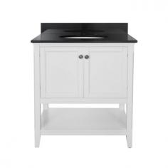 Dimensions: 30W x 21.5D x 34H in. Solid wood construction. Transitional design in choice of finish. 2 framed doors with distressed pewter hardware. Open bottom shelf with tapered legs. Faucet, sink, and top not included. The Foremost Auguste 30 in. Single Bathroom Vanity seamlessly combines clean, modern design with traditional influence to create a fresh, classic look you (and your bathroom) will love. Crafted of solid wood, this bathroom vanity is available in a full range of colors to match your space, whether your home is brand new, nearly new, or getting all dressed up with a renovation. The two framed doors are dotted with distressed pewter hardware, not to mention soft-close door hinges. Below, the open bottom shelf can be used for everything from extra towels and TP to some extra-special decorative accents (hello, potpourri). Tapered legs complete the design, and the vanity arrives pre-assembled. Faucet, sink, and top not included. About Foremost Groups Inc. Established in 1988 based on simple strategies and principles, Foremost remains dedicated to their mission of providing fashionable, innovative designs and knowledgeable, friendly customer service to their customers on a daily basis. Throughout the years, Foremost has developed offices and distribution centers in the U.S. and Canada with four separate product divisions consisting of bathroom furniture, indoor and outdoor furniture, and even food service equipment. All of their products are proudly constructed with world class engineering and the best designs at an affordable price. Color: White.