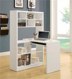 Made of melamine, MDF, hollow board with melamine laminated top. Multi-functional desk in attractive white. Features multiple shelving for convenient storage. Left or right configuration. Dimensions: 37.9W x 35.5D x 60.25H inches. Create an open-style office cubby with the Monarch Hollow-Core Left or Right Facing Corner Desk with Hutch - White. This modern piece has clean lines and plenty of shelf space, with a simple desk that fits into the hutch perpendicularly. About Monarch SpecialtiesWilbur Berger established Monarch Glass in 1950 on Rachel Street in Montreal, providing quality custom mirror and glasswork for both retail stores and the home. Understanding that there was more business with glass, Monarch started manufacturing and then diversified to importing mirrors and frames. Currently, the company is centered in Quebec, where it is a leader among furniture importers and distributors, focusing on fashion forward designs and impeccable customer service.