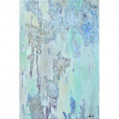 This hand painted abstract representation of clouds from Yosemite Home Decor is unique and calming. This painting has various shades of blue splashing across the canvas for a cool effect. Welcome home this piece of artwork for a trendy look. Features:.
