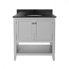 Dimensions: 30W x 21.5D x 34H in. Solid wood construction. Transitional design in choice of finish. 2 framed doors with distressed pewter hardware. Open bottom shelf with tapered legs. Faucet, sink, and top not included. The Foremost Auguste 30 in. Single Bathroom Vanity seamlessly combines clean, modern design with traditional influence to create a fresh, classic look you (and your bathroom) will love. Crafted of solid wood, this bathroom vanity is available in a full range of colors to match your space, whether your home is brand new, nearly new, or getting all dressed up with a renovation. The two framed doors are dotted with distressed pewter hardware, not to mention soft-close door hinges. Below, the open bottom shelf can be used for everything from extra towels and TP to some extra-special decorative accents (hello, potpourri). Tapered legs complete the design, and the vanity arrives pre-assembled. Faucet, sink, and top not included. About Foremost Groups Inc. Established in 1988 based on simple strategies and principles, Foremost remains dedicated to their mission of providing fashionable, innovative designs and knowledgeable, friendly customer service to their customers on a daily basis. Throughout the years, Foremost has developed offices and distribution centers in the U.S. and Canada with four separate product divisions consisting of bathroom furniture, indoor and outdoor furniture, and even food service equipment. All of their products are proudly constructed with world class engineering and the best designs at an affordable price. Color: Gray.
