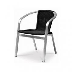 SOUR1060 Features Arm chair Material: Rustproof aluminum Designed to commercial specifications for resorts, hotels and the discerning homeowner Lightweight yet very durable and stackable Ideal for indoor or outdoor patios, restaurants, cafes, weddings or for any gathering Manufactured for commercial use in high traffic areas Style: Modern Finish: Espresso Frame Material: Aluminum Dimensions Seat: 17" H x 15" D Overall: 28" H x 22" W x 24" D Weight: 8 lbs Overall Height - Top to Bottom: 28" Overall Width - Side to Side: 22" Overall Depth - Front to Back: 24