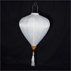 This is our new Vietnamese Silk Lantern for 2016! Made from 100% Brocade silk fabric with Jacquard weave designs stretched over a high-quality metal frame with a matching tassel below. PaperLanternStore's new premier Garlic Umbrella Shaped Silk Lanterns are inspired by Vietnamese artisans and is meant to bring good fortune to you, your family, and your business. Expands like an umbrella in less than a minute and will be ready to hang and look amazing for any stage, event venue or New Year celebration. These beautiful Vietnamese lanterns, which are sometimes referred to Chinese Lanterns, are available in 3 colors and 5 sizes ranging from 12 Inches x 14.5 inches long (w/o tassel) all the way up to 28 Inches x 30.25 inches long (w/o tassel). This highly visible silk lantern is perfect for displaying indoors or outdoors in any party, wedding, hotel, or nightclub. Product Specifications: Main Lantern Width: 20.5 Inches. Main Lantern Length: 25 Inches. Handle Length: 7 Inches. Tassel Length: 13 Inches. Overall Dimensions (Inches, Width x Length): 20.5 W x 45 L. Color: White. Shape: Garlic.