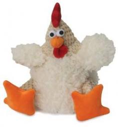 goDog Checkers Rooster with Chew Guard Technology Tough Plush Toy White Small