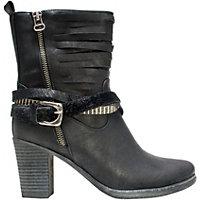 These women's MUK LUKS Opal boots were created with your inner fashionista in mind. In black. SHOE FEATURES Strappy upper Side zipper Chunky heel Buckle detail SHOE CONSTRUCTION Faux leather upper Fabric lining EVA midsole TPR outsole SHOE DETAILS Round toe Zipper closure Padded footbed 3-in. heel Size: 8. Color: Black. Gender: Female. Age Group: Kids. Pattern: Solid. Material: Faux Leather.