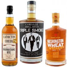 Trust us: Making your way through the incredible world of American craft whiskey is a trip! So prepare to be whiskey -d away by our all-inclusive, cross-country flight â&euro;" a one-way ticket to total obsession. First stop: the wheat fields of Washington. Dry Fly Distilling cranks out one of our favorite â&euro;afarm-to-bottleâ&euro; styles made with winter wheat grown on nearby farms. America's abundant grain adds a subtle soft flavor that rides shotgun with a hint of toffee from barrel aging. Next stop: Virginian wine country. Catoctin Creek is the sole distillery in a land full of vineyards, but they maximize on the same good sunshine to power 85% of their operations with solar panels. This 100% rye whiskey â&euro;" all the more rare since itâ&euro; s 100% organic, too â&euro;" is packed with smooth black pepper spice and hints of banana from just about two years in barrels. Final destination: the lush forests of Kentucky. Corsair Artisan Distillery starts their no-punches-pulled, definitive answer to smoky Scotch with three batches of locally sourced malted barley. Each gets a different smoke â&euro;" cherrywood, peat or beechwood. Itâ&euro; s all pot-distilled together and aged in new American oak to mellow out the fire, with classic big barrel notes of wood and rich vanilla. Sip all three solo â&euro;" neat, on the rocks, whatever you fancy â&euro;" to experience each taste of place, then try mixing into your favorite Old Fashioned or whiskey sour recipes.