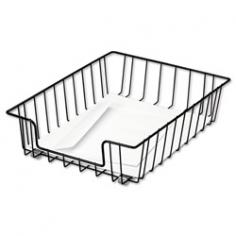 Keep track of files and paperwork in this contemporary wire design. Open style offers a quick and easy view of contents. Rubber feet protect desktop. Wire design will not collect dust. Stack multiple trays with posts, sold separately. Desk Tray Type: Front Load Holds Paper Size: Letter Width: 10".