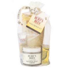 With hands always applying cleansers and creams to other parts of the body, it s time they got a little love. The Burt s Bees Hand Repair Kit does just that. This natural hand care set includes 3 classic Burt s Bees products. Lemon Butter Cuticle Cream softens cuticles and nourishes nails, while Almond Milk Beeswax Hand Cream and Shea Butter Hand Repair Cream moisturize dry skin. Packaged in a small cloth gift bag, this hand repair kit has everything you need for naturally beautiful hands. It even contains a pair of cotton gloves to help protect skin. Give the gift of natural, with Burt s Bees. See individual product listings for usage directions. See individual product listings for their ingredients.