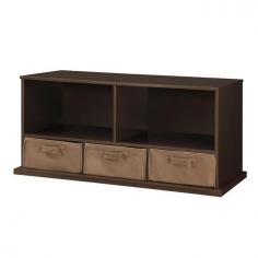 Modular storage unit that's at home in any home. Chocolaty brown finish over engineered woods. 2 large open compartments with 3 more below. Unit is stackable for added storage. Basket Dimensions: 11W x 15D x 5H inches. Shelf Dimensions: 37W x 16.5D x 17.25H inches. You wouldn't make soup without a pot, so why would you try to organize without the storage of the Badger Basket Shelf Storage Cubby with Three Baskets - Espresso? Keeping everything where it belongs is Job #1, and this versatile storage unit is up to the task. Crafted from durable, engineered woods, this unit features a pair of spacious, open compartments up top and a trio of smaller compartments at the bottom. Each of the smaller compartments comes appointed with a deep, handled basked that's perfect for storing media or loose objects that just need a home. Each deep basket is covered in an appealing cotton/polyester fabric with internal supports of industrial cardboard, making them ideal for toys or smaller, loose items. The baskets also sport convenient handles and can be removed for added storage around your home. The body of the cabinet is crafted from durable, warp-free engineered woods that are given a traditional finish of rich brown that can complement any home decor style. This unit is also ideal for children, as it offers plenty of storage at a height that any child can navigate. If you love this look but wish there was more of it, you'll be pleased to know this unit is also stackable. Some assembly is required, but detailed instructions are included and all you need is a screwdriver. Badger Basket CompanyFor over 65 years, Badger Basket Company has been a premier manufacturer of baskets, bassinets, bassinet bedding, changing tables, doll furniture, hampers, toy boxes, and more for infants, babies, and children. Badger Basket Company creates beautiful and comfortable products that are continually updated and refreshed, bringing you exciting new styles and fashions that complement the nostalgic and traditional products in the Badger Basket line.