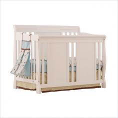 The crib was manufactured in 2011 or later and complies with the new federal safety standards issued by the CPSC. 4 in 1 Fixed Side Convertible Crib: converts from a full size crib to a toddler bed, to a daybed, to a fullsize bed (full size bed rails not included). Solid stationary sides offer security and stability to last a lifetime. Mattress not included. Solid wood and wood product construction. Easy to assemble with permanently attached instructions. Comes with a 1 Year Limited Manufacturers Warranty. Designed with safety in mind as it meets current U.S. and Canada safety standards. JPMA Certified. Assembly required. Dimensions: 54.29 in. L x 32.91 in. W x 43.11in. H ( 59.52 lbs. ). Crib Safety: ivg Stores cares about the safety of the products we sell especially for your new little one. We work closely with our manufacturers and only carry those items which meet or exceed federal and state laws. If you are considering buying a new crib or even using a previously owned or heirloom crib, we recommend you visit cribsafety.org to learn more about crib safety. The charming Verona 4 in 1 Fixed Side Convertible Crib by Stork Craft surrounds your little sweetie in comfort and style! All four sides are stationary and include an adjustable mattress support base to accommodate your babies' growth. The Verona is a smart investment as it converts from a standard crib to a toddler bed to a daybed and finally into a fullsize bed complete with headboard and footboard (full size bed rails not included). It has a well built construction made of solid wood and wood products.