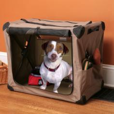 Patented crate folds up like a camping chair Pop-up mechanism opens and closes quickly Available in Small Medium Large or Extra LargeDesigned for traveling comfort. Taking that big plastic crate in and out of the car then to the hotel room or your mother in-law's house is just a drag. The Dog Digs crate is a lightweight pop-up crate that folds up just like a camping chair and comes in sizes small enough for a Pekingese and large enough for a Mastiff. This dog crate features a 660D rip-stop covering with screened openings a zippered side door and a top opening. Easy to open and close this crate is specifically designed to make your pup comfortable while traveling. It's made to be used under owner supervision in the hotel room or car and may be strapped down using the side metal handles. Available in 4 Sizes. About ABO GearAustralian Beach Outdoor or ABO Gear has been making outdoor life more comfortable since 1995. This outdoor equipment company is based in Decatur Georgia and in 2004 decided to use their experience making rugged gear for people to make outdoor life more fun for pets as well. They now create green and earth friendly pet gear out of natural products like jute wool cotton coconut fiber natural gum rubber and leather to ensure a long and healthy eco sustainable future. Their own pets get to try out all the pet houses pet beds tunnels toys and more to ensure they're pet friendly. ABO Gear has also formed a partnership with Barking Hound Village Foundation in Atlanta to help test products. ABO Gear creates pet products that are good for the pet good for the planet and good for the wallet too. Size: Small.