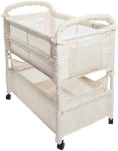 Arms Reach Co-Sleeper Mini Clear-Vue - Natural The CO-SLEEPER brand Clear Vue bassinet provides you with total visibility at all times - nothing to block the view of your infant. This unit has built in leg extensions and converts from Co-Sleeper brand bassinet to a free-standing bassinet. Four caster wheels make it easy to move around the house. Deep basket allows storage for all your baby needs. Includes mattress and one fitted sheet. Assembly required. Only for an infant up to approximately 5 months in age or when child begins to push up on hands & knees, which ever comes first. Same size as the CO-SLEEPER brand Mini, this product takes the same accessories! Dimensions: 34"x 20"x31"Product Weight: 24 lbs Sheet Dimensions: 33"x19"Mattress Dimensions: 31"x17.5"x1" *Note - the product does not come with ruffle.