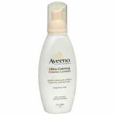 INDICATIONS: Aveeno Ultra-Calming Cleanser calms and soothes dry, irritated skin while gently cleansing, so your skin looks and feels back to its healthy best. Aveeno Ultra-Calming Cleanser contains an extract of Fever few, a natural ingredient related to Chamomile known for its soothing properties, with gentle, soap-free skin conditioning cleansers to lift away dirt, oil and makeup, without over-drying and aggravating sensitive skin. Features: Gently cleans and softens. Even dry, sensitive skin. Fragrance-free. With naturally claming feverfew. Oil-Free. Noncomedogenic. INGREDIENTS: Water, Glycerin, Cocamidopropyl Betaine, Decyl Glucoside, PPG-2 Hydroxethyl Cocamide, Polysorbate-20, PEG 16 Soy Sterol, Citric Acid, Chrysanthemum Parthenium Extract (Feverfew), Glycine Soja Protein (Soybean). Sodium Cocoyl Amino Acids (Essential Amino Complex), Sarcosine (Essential Amino Complex), Potassium Aspartate (Essential Amino Complex), Magnesium Aspartate (Essential Amino Complex), Phenoxyethanol. Disodium Lauroamphodiacetate, Butylene Glycol, Sodium Coco PGDimonium Chloride Phosphate, Sodium Citrate, Tetrasodium EDTA, Methylparaben, Xanthan Gum, Ethylparaben, Butylparaben, Propylparaben, Sodium Hydroxide. DIRECTIONS: Moisten face and pump Aveeno Ultra-Claming Foaming Cleanser into your hand or cloth. Massage lather over face. Rinse and pat dry. WARNINGS: For external use only.