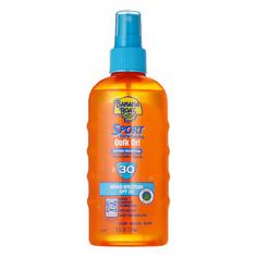 Body & Scalp Pump It Up You Don't Have To Stop Playing For Long With Banana Boat&Reg; Sport Performance&Reg; Quik Dri Spray Sunscreen Spf 30. The Spray Is Clear And Practically Dries Before You Can Say, "Go!" Broad Spectrum Uva And Uvb Protection Water Resistant (80 Minutes) Non-Greasy Won't Run Into Eyes Unscented 6Oz. Spray Bottle Recommended By The Skin Cancer Foundation Made In U.S.A. Sun Alert: Limiting Sun Exposure, Wearing Protective Clothing, And Using Sunscreens May Reduce The Risks Of Skin Aging, Skin Cancer And Other Harmful Effects Of The Sun. Questions? Toll Free 1-800-Safesun, M-F