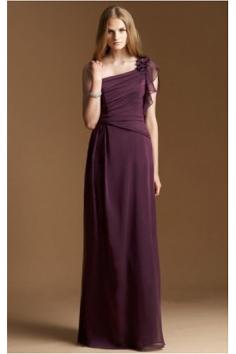 New Style Long One Shoulder Sleeveless Zipper A-line Bridesmaid Dresses