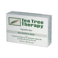 Tea Tree Therapy - Eucalyptus Soap - 3.5 oz. (99.2 gm) Tea Tree Therapy Eucalyptus Soap is vegetable based and is infused with Eucalyptus australiana Oil, Lavender Oil and Tea Tree Oil to give Tea Tree Therapy Eucalyptus Soap anti-microbial action with aromatic deep cleansing freshness and softness. Crushed Eucalyptus leaf gently exfoliates the skin and macadamia nut oil soothes and moisturizes the skin. Tea Tree Therapy Eucalyptus Soap is an all over body bar suitable for daily use on all skin types. Tea Tree Therapy Eucalyptus Soap Highlights: An aromatic rich lathering soap for deep cleansing, freshness and softness Contains eucalyptus leaf to assist in exfoliation of the skin Excellent anti-bacterial hand and body soap Assists with the healing of problem skin Infused with macadamia nut oil to soothe and moisturize the skin Suitable for all skin type About Tea Tree TherapyAll Tea Tree Therapy products are made only from the species Melaleuca Alternifolia. Considered by many users to be most theurapeutic of the 100 and more varieties of tea tree plants. In addition all Tea Tree Therapy Products are made with 100% Pure Therapeutic grade antiseptic essential oil Terpinen-4-ol min 36% Cineole Average -3%. A higher standard than mandated by the Australian goverment for Tea Tree products. Tea Tree Oil, First Aid Kit in a bottle There are many other uses for tea tree oil: A natural deodorizer. Add a few drops of tea tree oil to your wash to help deodorize clothes to get rid of odors. Add a few drops of tea tree oil to your household cleaning solution. Will help repel insects. Tea tree oil has a deodorizing effect when added to cleaning solution. Helps disinfect areas that may harbor bacteria and viruses.