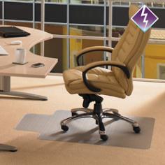 Not only does the Floortex Computex Antistatic Chair Mat let you move your chair easily over standard pile carpets, it also protects your electrical equipment from the damaging effects of static. Constant movement around electrical devices such as computers, photocopiers, and medical equipment causes a build-up of static and dust, damaging the machines and shortening their life span. This quality anti-static mat provides total static protection and attracts dust away from sensitive areas, creating a safer environment for the equipment and the people who use it. Boasting a unique, clear Floortex PVC formulation for maximum durability, this 100% recyclable mat is one of the toughest and most durable floor protection mats available today. Available in rectangular shape, with or without lip. Additional Features: Easy to clean: simply wash off with soap and water Ideal for people who suffer from allergies Free of toxic chemicals100% recyclable and will not harm or degenerate the environment Available Dimensions:36W x 48D inches - rectangular with lip45W x 53D inches - rectangular with lip46W x 60D inches - rectangular About Floortex Floortex offers an unrivalled range of enduring, quality products to safeguard every floor, chair, doorway, and desk, keeping high traffic areas cleaner and safer, for longer. From chair mats for both carpets and hard floors to indoor and outdoor entrance mats; from desk protection products to custom design mats, Floortex protects floors like no other. Floortex manufactures and supplies products, worldwide, and is the first choice for thousands of customers since 2001. Committed to quality and innovation, Floortex continues to provide new solutions, unbeatable value and outstanding customer service.