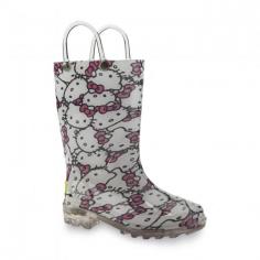 Add some girly style to dreary days with these adorably sweet Western Chief&reg; Kids rain boots. PVC upper with allover Hello Kitty&reg; print. Two handles make it easy for kids to pull them on and off. Polyester lining and a cushioned textile insole. Lightly treaded rubber outsole. Outsole lights up with every step! Imported.