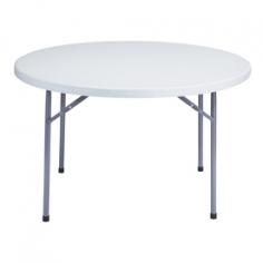 Folding table with blow-molded plastic top. Several size options available. Table height: 30 inches. 2-inch thick, durable, lightly-spotted, grey plastic top. Grey-textured, powder-coated metal legs. Gravity slide lock for extra stability. Whether it's a banquet party or a company picnic, the BT Series Round Folding Table is perfect for serving the refreshments or seating guests. Lightweight yet sturdy, this smart-looking table offers years of multi-purpose use. Choose from several available size options to suit your needs. Ideal for indoor or outdoor use Smart, lightweight design Folds for compact storage About National Public SeatingNational Public Seating provides seating products of the highest quality grade materials and craftsmanship for educational, religious, hospitality, government, commercial, and other institutional markets. Incorporated in 1997, National Public Seating is based in Clifton, N.J, and offers one of the nation's largest lines of quick-ship, in-stock folding chairs and tables, stack chairs, stools, and dollies. Other product lines include stages, risers, science tables, and mobile cafeteria tables. Their high-quality products are currently in use in tens of thousands of facilities nationwide. National Public Seating is committed to preserving the quality of their products and the quality of the environment. To this end, the company manufactures their products with varying percentages of pre- and post-consumer waste (recycled material). All of the steel for their products contains 30-40% of post-consumer waste, and their plastic products contain up to 35% of pre-consumer waste. All of the wood used for their products comes from non-boreal forests. National Public Seating also uses powder-coat finishes instead of liquid finishes in order to prevent pollutants from being released into the atmosphere and to reuse retrieved overspray. All these efforts and more help their employees and customers be mindful of the environment. Size: 48 in.