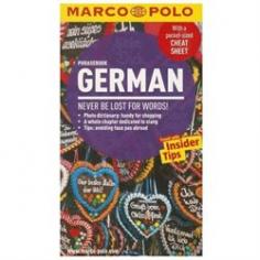 Marco Polo German Phrasebook. Never be lost for words again! Words are wonderful - they let us connect with each other, experience new worlds, and live life to the full. We've collected together all the key terms and phrases you'll need so that you'll never be lost for words during your adventures in a foreign culture and with a foreign language. With our cheat sheet, you'll always be ready to deal with any linguistic surprises that come your way. And if you're still stuck for words, our point & show pictures are an easy way to keep on communicating. Also included in the Marco Polo German Phrasebook: - Insider Tips: To help you pass for an insider, not just a tourist. - Phonetic pronunciation guide: To help you pronounce all the words, terms and phrases easily and correctly. Don't be shy, get stuck in! - Menu decoder: Order with ease and tuck in with pleasure - foreign language menus will never be an indecipherable mystery again. - Up-to-date vocabulary: Including topics like Facebook, Skype, Sat Nav and Smart phones. - Point and show: A picture is worth a thousand words. Whether you're out shopping, in a restaurant, at a hotel, or need help with your car: our point & show pictures will help you on your way. - Dictionary: An A to Z of the most important words. How handy! - Dos and don'ts: To help you to avoid faux pas abroad. - WARNING! Slang! Understand the locals better! - Cheat Sheet! Practical tear-out slip with key phrases fits easily in a pocket or purse. Whether you're interested in culture or action, language courses or cooking classes, scuba diving or an evening out at the theatre: the Marco Polo German Phrasebook gives you all the right words to make your holiday even more exciting. The menu decoder ensures that you not only enjoy the food but that ordering is also fun. The main topics - organised in alphabetical order from Banking to Travelling with kids - can be looked up quickly and easily. And thanks to the simple phonetics, a brief and snappy explanation of pronunciation, you'll have the confidence to start talking straight away. Enjoy your trip!