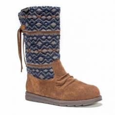 Fall into style with these women's MUK LUKS boots. In cognac. SHOE FEATURES Sweater-knit shaft Tie back SHOE CONSTRUCTION Acrylic and faux-suede upper Fabric lining EVA midsole TPR outsole SHOE DETAILS Round toe Pull-on Padded footbed 10.75-in. shaft 13-in. circumference Promotional offers available online at Kohls.com may vary from those offered in Kohl's stores. Size: 6. Color: Brown. Gender: Female. Age Group: Kids. Pattern: Pattern. Material: Acrylic/Knit/Fauxsuede.