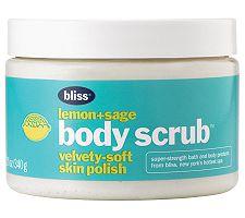 Skin softening circulation invigorating creamy and oh-so refreshing bliss body scrub - lemon & sage is a multi-talented scrub designed to lift away dead cells to leave your skin smooth supple and super-silky. Made to be massaged before you shower bliss body scrub - lemon & sage features perfectly round polyethylene beads that roll over the skin's surface to gently slough away dead cells for smoother skin. Shea butter restores suppleness and improves the appearance of your skin whilst aloe hydrates calms and heals your skin leaving it feeling reinvigorated and refreshed. Directions of use: Before hopping into the shower scrub your skin vigorously from shoulders to toes with a heaped handful of body scrub (5 minutes minimum). Rinse thoroughly. Frequent use of bliss body scrub - lemon & sage will soften skin invigorate circulation and prevent your clothes from being prematurely worn thin by craggy dead cell buildup on your knees and elbows.