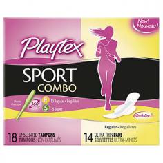 New! Designed For Dual-Form Users - Package Has Sport Feminine Pads & Sport Tampons Flex-Fit&Trade; Design To Help Move With Your Body & Maintain A Great Fit Convenient Pack With Tampons & Pads Qwick-Dry&Trade; Anti-Leak Absorbent Core Ultra-Soft, Cottony Covered Feminine Pads No Matter How You Play, Playtex Sport Has You Covered. This Package Has Unscented Sport Ultra Thin Feminine Pads And Unscented Sport Tampons In Regular And Super Absorbency. With 2 Kinds Of Sport Level Protection&Trade; Together In 1 Convenient Package, The Playtex Sport Tampons And Pads Combo Pack Helps Provide 360&Deg; Sport Level Protection And Flexfit&Trade; Design With Wings That Move With Your Body While Maintaining A Great Fit And Great Protection. The Qwick-Dry&Trade; Absorbent Core Helps Pull Fluid Quickly Into The Pad While It Wicks Moisture Away To Help Keep You Dry And Fresh. Includes: 18 - Unscented Tampons, 10 Regular & 8 Super 14 - Ultra Thin Pads Made In Usa
