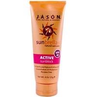 Jason Sunbrellas Sport Natural Sunblock SPF 45 Description: Long Lasting UVA and UVB Protection Sweat and Water Resistant Non-Greasy Helps prevent sunburn Higher SPF gives more sunburn protection Moderate sun protection product Disclaimer These statements have not been evaluated by the FDA. These products are not intended to diagnose treat cure or prevent any disease. Product Features: Jason Sunbrellas Sport Natural Sunblock SPF 45 Directions Apply sunscreen liberally to all exposed skin area 15-20 minutes before sun exposure Reapply as needed after towel drying swmming or sweating. Children under 6 months ask a doctor. Ingredients: Active Ingredients: Homosalate 10% Octocrylene 10% Ethylhexyl Methoxycinnamate 7.5% Ethylhexyl Salicylate 5.0% Titanium Dioxide 2.0% Other Ingredients: Aqua (water) glycerin cetearyl olivate cetyl alcohol glyceryl stearate SE sorbitan olivatem dimethicone VP hexadecene copolymer caprylic / capric triglyceride aloe barbadensis leaf juice euterpe oleracea fruit extract tocopheryl acetate sodium stearoyl glutamate Xanthan gum benzyl alcohol ethylhexlglycerin phenoxyethanol potassium sorbate sodium benzoate fragrance (parfum). Warnings For external use only. When using this product keep out of eyes. Rinse with water to remove. Stop use and ask a doctor if rash or irritation develops and lasts. If swallowed get medical help or contact a Poison Control Center right away. Sun alert. Limiting sun exposure wearing protective clothing and using sunscreen may reduce the risk of skin again skin cancer and other harmful effects of the sun. Ingredients: Active: Octinoxate (7.2%) Oxybenzone (5.7%) Octisalate (5.0%) Octocrylene (3.7%) Titanium Dioxide (3.0%) And Zinc Oxide (0.5%).Other Ingredients: Aqua (Purified Water) Camellia Sinensis (Green Tea) Leaf Extract Cyclomethicone Helianthus Annus (Sunflower) Seed Oil* Stearyl Alcohol Aloe Barbadensis (Aloe Vera) Leaf Juice* Glyceryl Stearate Deep Sea Algae Extract Steareth-20 Prunus Amygd