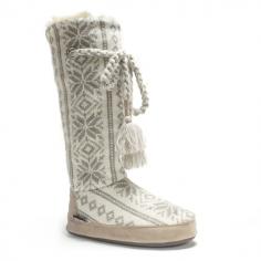 These women's classic boot slippers by MUK LUKS feature a knit sweater pattern with a soft, cozy lining and beaded tassel tie. In beige. SHOE FEATURES Braided tie accents Striped sweater-knit design Heel-kick provides extra support SHOE CONSTRUCTION Acrylic upper Polyester lining TPR outsole SHOE DETAILS Round toe Pull on Padded footbed Spot clean Imported Style no. 0016184115 Promotional offers available online at Kohls.com may vary from those offered in Kohl's stores. Size: SMALL. Color: White. Gender: Female. Age Group: Adult. Pattern: Spot. Material: Acrylic/Knit/Polyester.