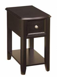 Black Side End Table is made with Birch veneer and hardwood solids, sure to add style and function to the decor of any living area. Dimensions: Inches: 13 W x 22 D x 23 H33 View(List)View Metric: 330.2mm W x 558.8mm D x 584.2mm H - Some assembly may be required. Please see product details.