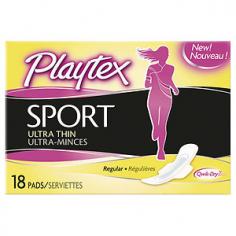 New! em Feminine Pads with Flex-Fit Design to Help Move with Your Body Maintain a Great Fit Qwick-Dry Anti-Leak Absorbent Core Ultra Thin Pads with Odor Shield Technology Designed to Help Neutralize Odors Patented Technology Helps Pull Moisture Away Promotes Air Circulation Ultra-Soft, Cottony Covered Feminine Pads No matter how you play, Playtex Sport Pads have your feminine needs covered. These feminine pads have a FlexFit Design with wings that help move with your body and maintain a great fit. The Qwick-Dry absorbent core helps pull fluid quickly into the pad while it wicks moisture away helping to keep you dry while the Odor Shield technology helps neutralize odors keeping you fresh.
