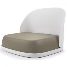 When it's time for toddlers to enjoy meals in a grown-up chair, they are going to need a little boost. The OXO Tot Booster Seat for Big Kids positions children three years and up at the perfect height with the help of a comfortable 3" cushioned seat. A backrest keeps them supported in any style chair and allows them the option of sitting towards the chair's front edge, so meals are within reach and little legs can dangle comfortably over the cushion's rounded front edge. The soft skin urethane cushion is impervious to spills and a cinch to clean. The cushion lifts out easily when the whole Booster needs to be wiped down. The Booster backrest stays securely open by locking into place and collapses in an instant with the push of a button. Headed to Grandma's or a local restaurant The modern, clean-lined Booster folds compactly and is easy to carry with integrated handle. It even stands on its side for easy storage and is scaled perfectly for throwing in a weekend duffle bag.