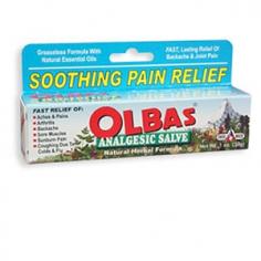 Olbas Analgesic Salve Description: FAST, Lasting Relief Of Minor Backache and Joint Pain Deep, Penetrating Relief of Minor Aches and Pains Relieves Minor Arthritis Pain Fast Greaseless Formula Made With Pure Essential Oils in a Cream Base Soothing Vapor Action Also Relieves Coughing Pain Relief: Provides temporary soothing relief of sore, aching muscles and joints, backache, muscle strains and sprains, arthritis, bursitis, tendonitis, bruises, cramps, and minor sunburn pain. Cough Suppressant: Vapor action temporarily relieves cough as may occur with the common cold. Relieves the intensity of coughing and helps you to cough less. Suppresses the impulse to cough to help you get you to sleep. Disclaimer These statements have not been evaluated by the FDA. These products are not intended to diagnose, treat, cure, or prevent any disease. (Note: This Product Description Is Informational Only. Always Check The Actual Product Label In Your Possession For The Most Accurate Ingredient Information Before Use. For Any Health Or Dietary Related Matter Always Consult Your Doctor Before Use.) Ingredients: Olbas Analgesic Salve Directions Pain Relief: Adults and children over 10 years: Apply generously to the affected area. Massage gently into painful area until thoroughly absorbed into skin. Repeat 3 to 4 times daily as necessary. Children 10 years of age or younger, ask a doctor. Cough Relief: Adults and children 2 years and older. Rub on the throat and chest in a thick layer. Cover with a warm, dry cloth if desired. Clothing should be loose about the throat and chest to help vapors reach the nose and mouth. Use up to three times daily or as directed by a doctor. Children under 2 years of age: ask a doctor. Ingredients: Active ingredient: Menthol. Other ingredients: Water, hydrogenated peanut oil, glyceryl stearate SE, white soft paraffin, peppermint oil, eucalyptus oil, cetearyl alcohol, sodium cetearyl sulfate, propylene glycol, cetyl alcohol, cajeput oil, wintergreen oil, juniper oil and clove oil. Warnings For external use only. Ask a doctor before use if you have: Persistent or chronic cough as occurs with smoking, asthma, or emphysema. Cough that occurs with excessive phlegm (mucus). When using this product use only as directed - avoid contact with eyes or mucous membranes - do not apply to wounds or damaged skin - do not apply bandage, wrap or heating pad - do not take by mouth or place in nostrils. UPC: 715486502114 UK