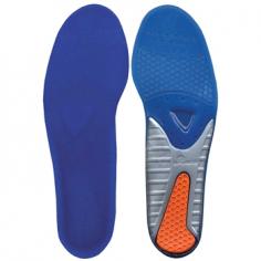 Gel Insole, Men's, Size 14 to 15, Length 15 In, Width 5 In, Thickness 3/8 In, Thermoplastic Rubber, Blue/Gray/Red, Features Metatarsal Arch Support, Antimicrobial Top Cloth, Stability Cradle, Extra Heel Cushioning, Prevents Fatigue, Foot Odor, 1 Pair