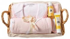 Burt's Bees Baby - Better Bathtime Basket - Blossom Give Baby the gift of better baths with this Burt's Bees Baby Organic 6-piece Bath Time Gift Basket! The set includes a bathrobe, two washcloths and a towel, all made of sumptuously soft 100% organic cotton. It also comes with all-natural Burt's Bees shampoo/wash and nourishing lotion to clean and pamper your precious infant. The Burt's Bees Baby Organic 6-Piece Bath Time Gift Basket - (9 months) features: Includes a bathrobe, two washcloths, a towel, and mini-bottles of shampoo/wash and nourishing lotion Shampoo/wash and nourishing lotion are made with all-natural ingredients; both are hypoallergenic and pediatrician tested Set is packaged in a beautifully woven, cloth-lined basket Bathrobe, washcloths, and towel are made of soft, absorbent 100% organic cotton and designed in solid white 27" x 27" towel includes a hood Bathrobe fastens at front with a cloth belt Size: 9 months