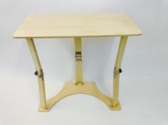Natural Birch finish. Patented design and handcrafted. Locking hinges secures and stabilizes desk legs. Easily folds flat upto 2.5 in. Open locks. Easy to carry and store. Can be cleaned with a damp cloth and wood care product. Easily carried one arm. Solid brass lock buttons. Each leg is tested to over 50 lbs. Warranty: One year. Made from baltic birch wood and polyurethane. Renew and protect finish wood care product. Made in USA. No assembly required. Open: 27 in. W x 15 in. D x 26.5 in. H (10 lbs.). Folded: 27 in. W x 15 in. D x 2.5 in. H (10 lbs.). Care Instruction Folding Laptop desk or Tray Table with enough space for work or a full place setting. The design allows you to sit up to the table top. Press to release. Use the table with a laptop, as a writing desk or a tray table. The leg and base configuration allows clearance for the user to sit up to the table. The wide top allows extra work room or for a full place setting. Easily stored under a couch, on a shelf, stand up in closet.