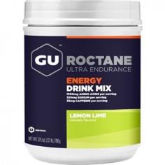 Whether you're training for a marathon, touring cross country on your bike, or about to take on an intense workout, reach for the GU Roctane Energy Drink as a way to stay on top of your game. This twelve-serving canister mixes easily and tastes surprisingly light and refreshing while you're pushing your limits. Ideal for those who need calories during long or intense workouts All three flavors mix easily and have a surprisingly light, refreshing taste Exact Roctane intake depends on the intensity of your pursuit and your body weight and fitness level: the fitter your are and the more you are used to consuming carbs during exercise the more Roctane you can consume each hour, up to 340 calories every 60 minutes Caffeine (in all except grape flavor) increases mental acuity, increases performance, and decreases perceived effort, all of which tend to go south during prolonged activity Taurine combats heart and skeletal muscle fatigue Beta-Alanine and Histidine help buffer acid caused by going over lactate threshold Amino acids help prevent muscle damage and aid with muscle recovery