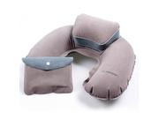 Air Pillow Inflatable U Shape Neck Blow Up Cushion PVC Flocking Camping Travel Outdoor Office Plane Hotel Portable Folding Type: Outdoor Cushions & Throw Pillows Color: Gray