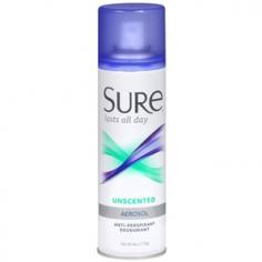 NOTE: Product received may temporarily differ from image shown due to packaging update. Image product details will be revised, shortly Be Sure To Be Dry ~ Unscented Aerosol The Sure Unscented Aerosol Anti-Perspirant Deodorant keeps you feeling fresh all day long. Its anti-stain formula keeps clothes protected from messy residue. This underarm deodorant gives you an invisible barrier of protection against unwanted body odor without an overpowering fragrance. Stay dry and confident with this aerosol deodorant that acts as your 24-hour sweat control shield. Use Sure Unscented Aerosol Anti-Perspirant Deodorant and forget all about unpleasant body odor while you go about your daily work and activity. Contains no CFCs which deplete the ozone layer Questions?