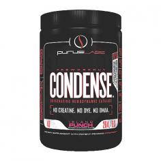 Condense&trade; pre workout supplement is a novel approach to pre workout performance-enhancement designed to expand performance capacity, utilizing patent-pending nutrient technology and peer-reviewed, human- validated, orally efficacious dosages, rather than merely and temporarily increase acute performance as with most short-sighted, stimulant-laden products currently on the market. Purus Labs&reg; has revolutionized the pre workout category, once again, by actually achieving what other companies only claim: that is, eliciting extreme vasodilation through truly enhancing endogenous nitric oxide production. This, in turn, causes a cascade of welcomed anabolic and physiologically enhancing benefits to athletes of all cloth through enhancing blood-flow, heightening substrate utilization (i.e. better nutrient absorption), preserving ATP stores, propelling oxygen delivery to myocapillaries, and reducing overall exercise oxygen cost allowing you to handle greater workloads (e.g. more weight) and exercise longer before exhaustion (e.g. more reps).As with all Purus Labs&reg; products, only ingredients with human, orally-efficacious research are used, AND each ingredient is included at the research-validated dosage. Utilizing patent-pending Nitratene&trade; nutrient-technology, Purus Labs&reg; continues to revolutionize the sports nutrition industry and offer consumers a light in an industry shrouded in darkness.